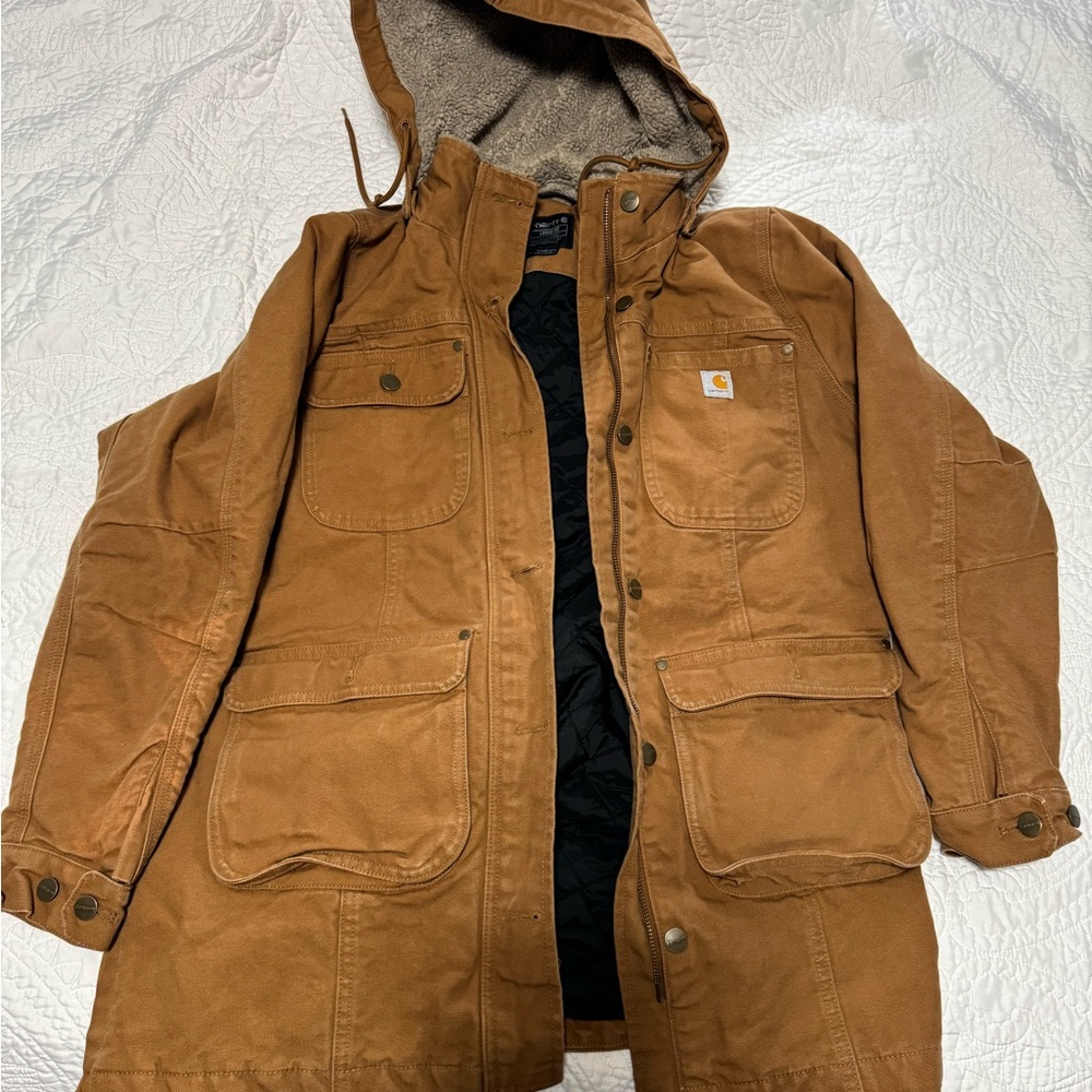 Carhartt Brown Utility Jacket with Hood- women's large